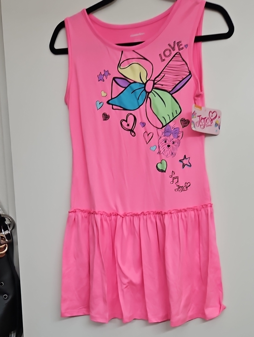 JoJo Siwa Bright Pink Sleeveless Dress with Multicolor Bow Print